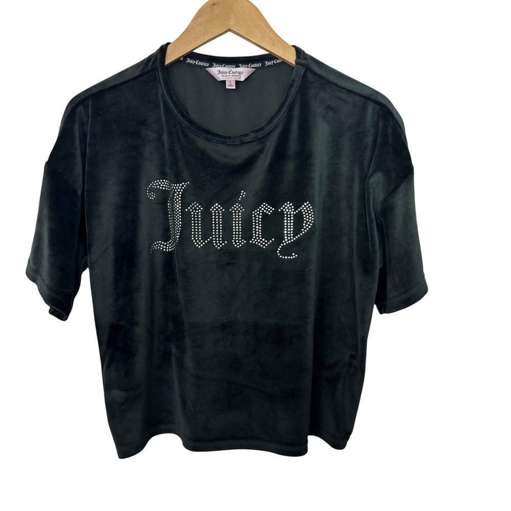 Juicy Couture Sleepwear Large Pajama Set Black Tank and Shorts Silver Bling Logo